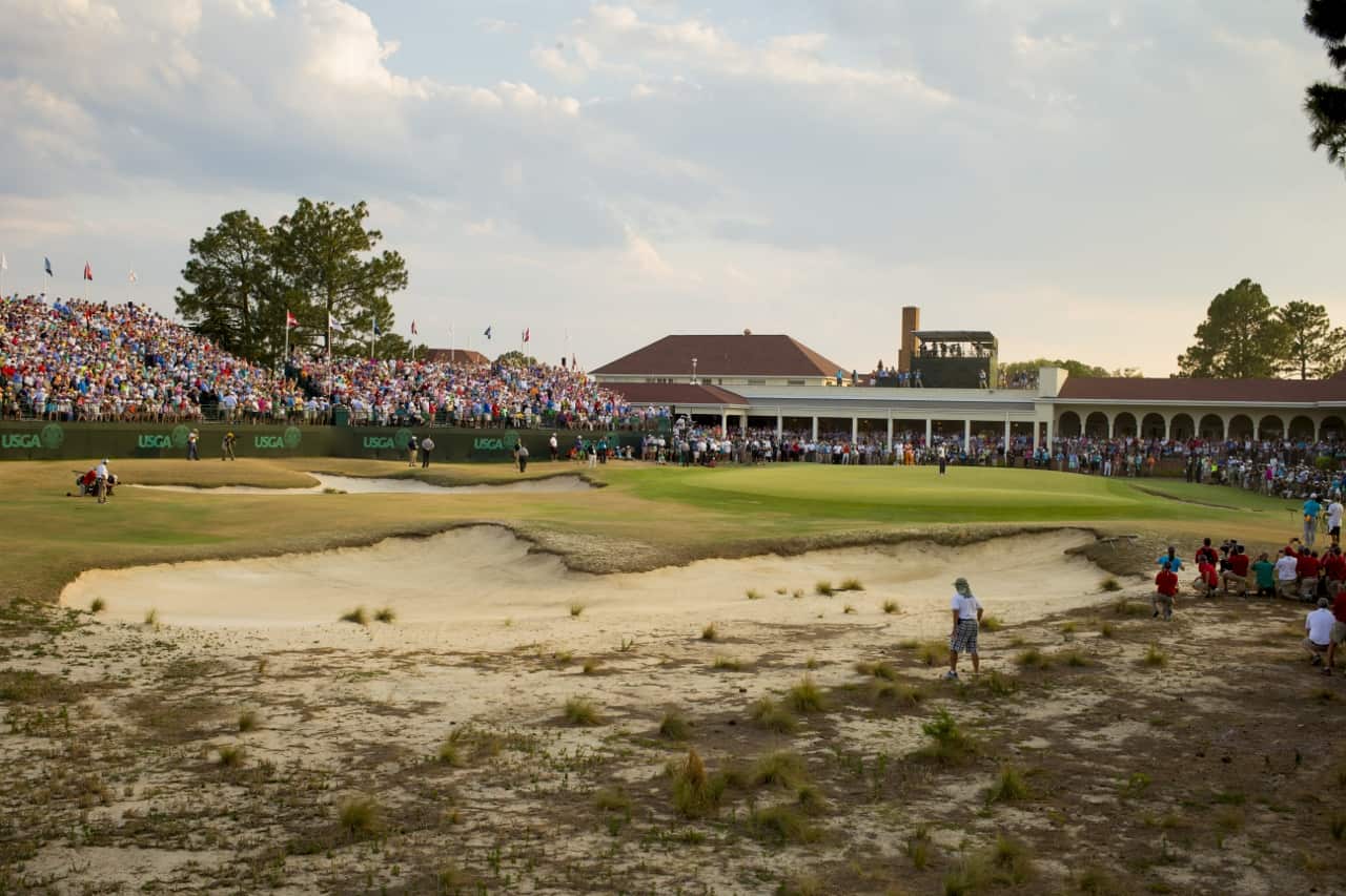 The final putt of the 2014 U.S. Open at Pinehurst No 2.