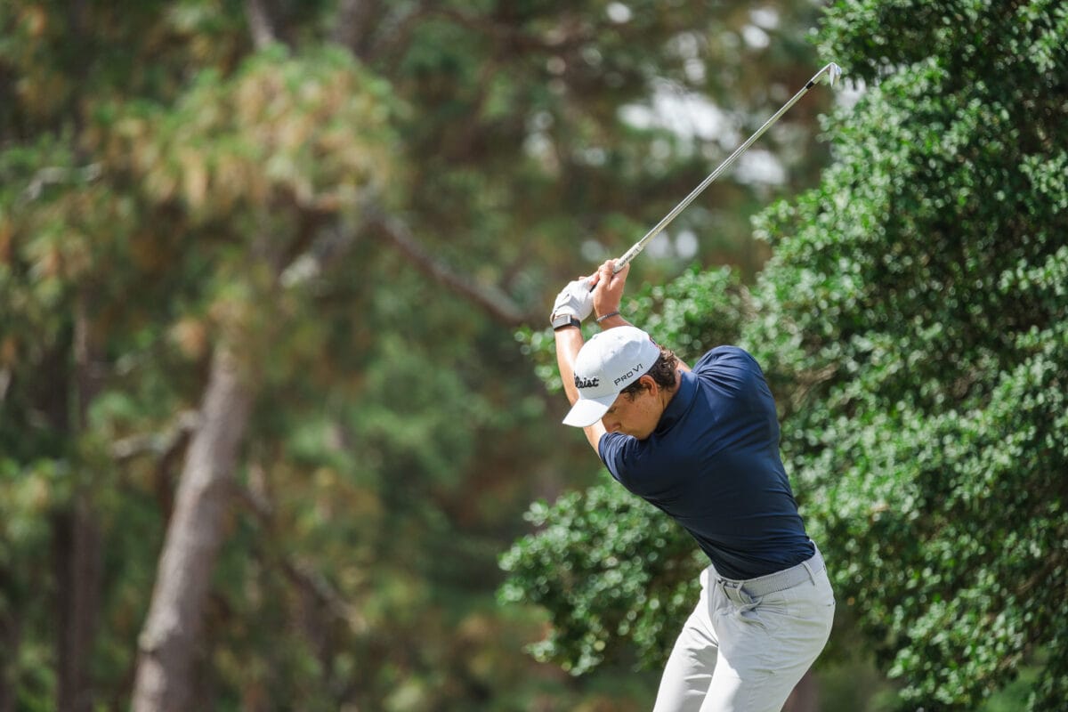 Ben James, the top-ranked junior golfer in the country, had a wild win to advance to the quarterfinals on Friday. (Photo by Matt Gibson)