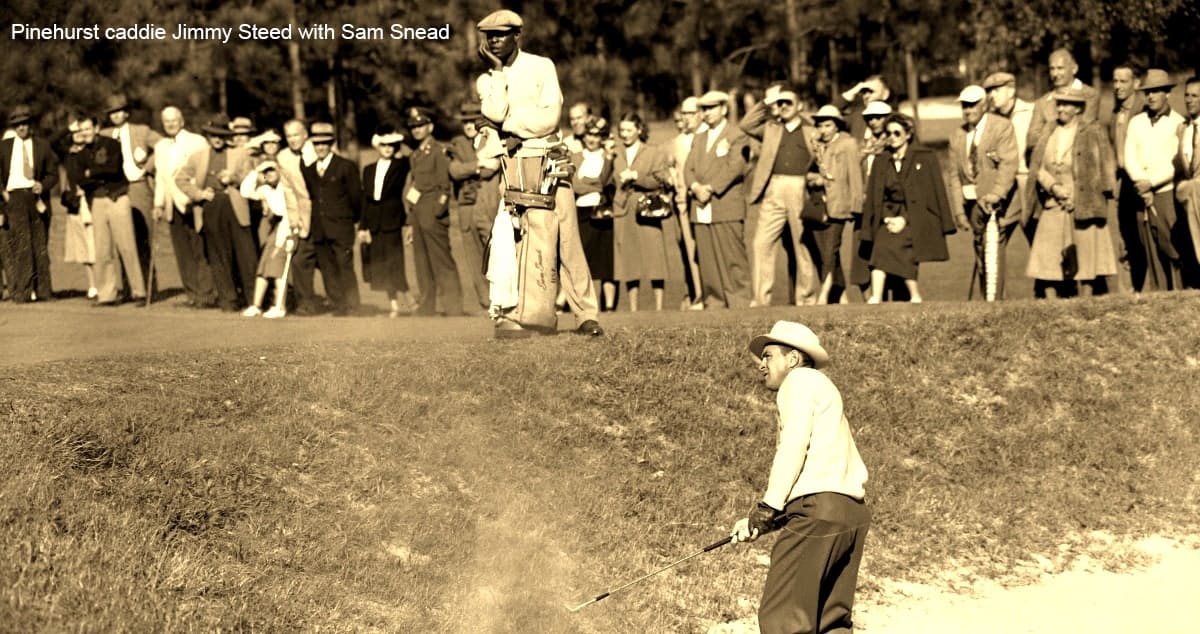 1949 - Caddie Jimmy Steed with Sam Snead