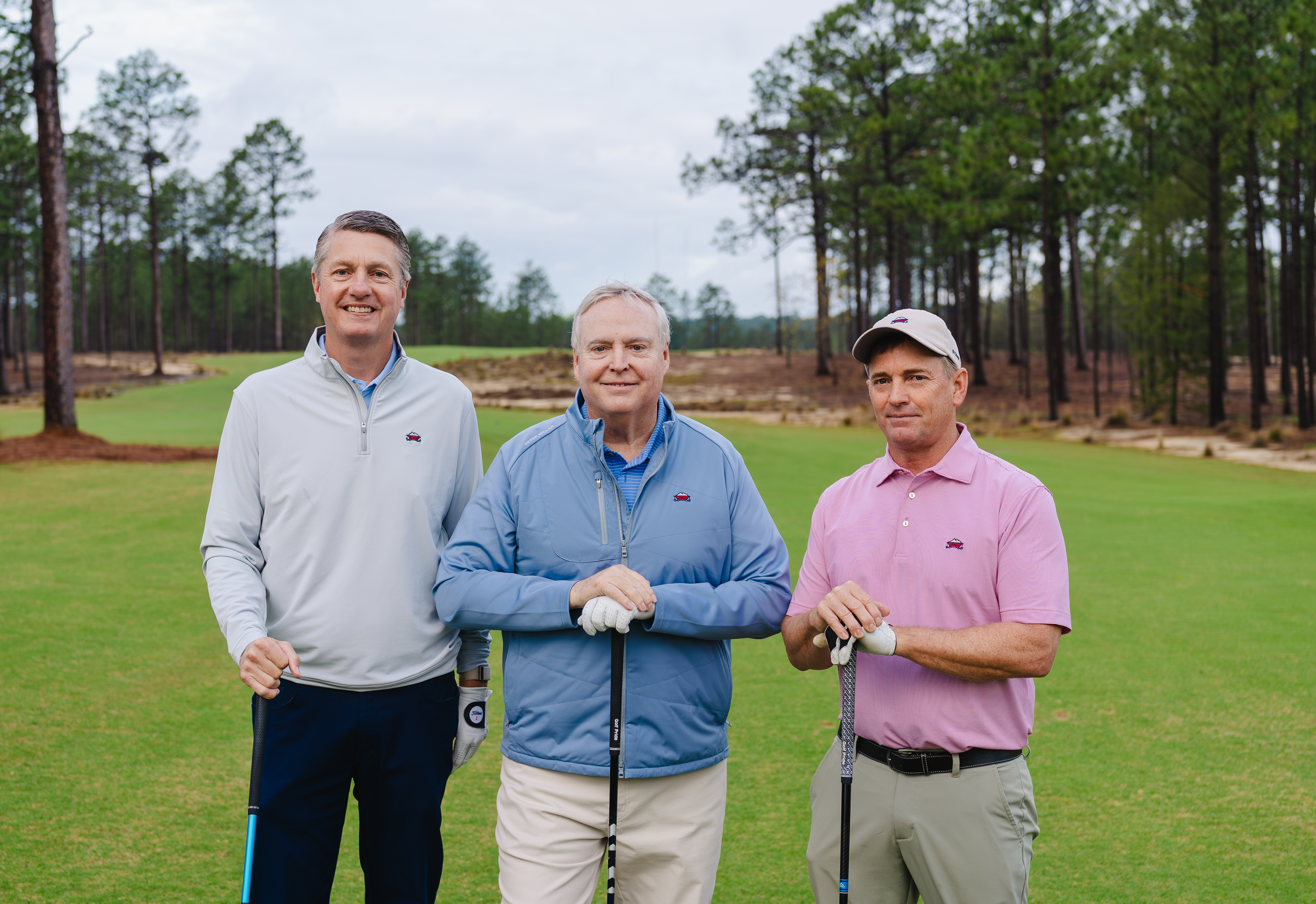 President Tom Pashley, CEO Bob Dedman Jr., and Golf Course Maintenance Manager Kevin Robinson at Pinehurst No. 10